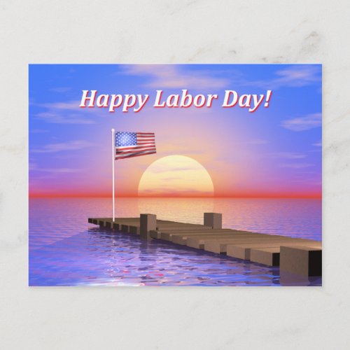Happy Labor Day Dock Postcard