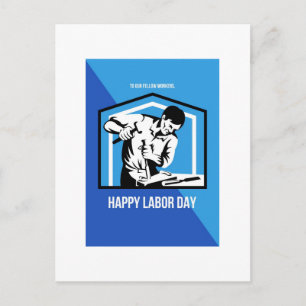 Happy Labor Day Fellow Workforce Retro Poster Postcard