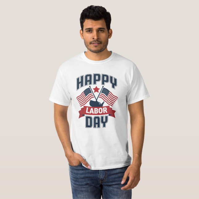 Happy Labor Day For Women USA Flag T-Shirt (Front Full)