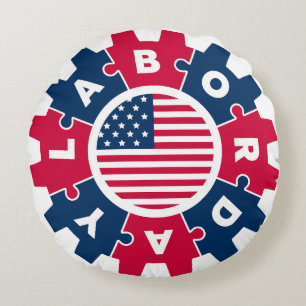 Happy Labor Day Fun 2023 Round Pillow