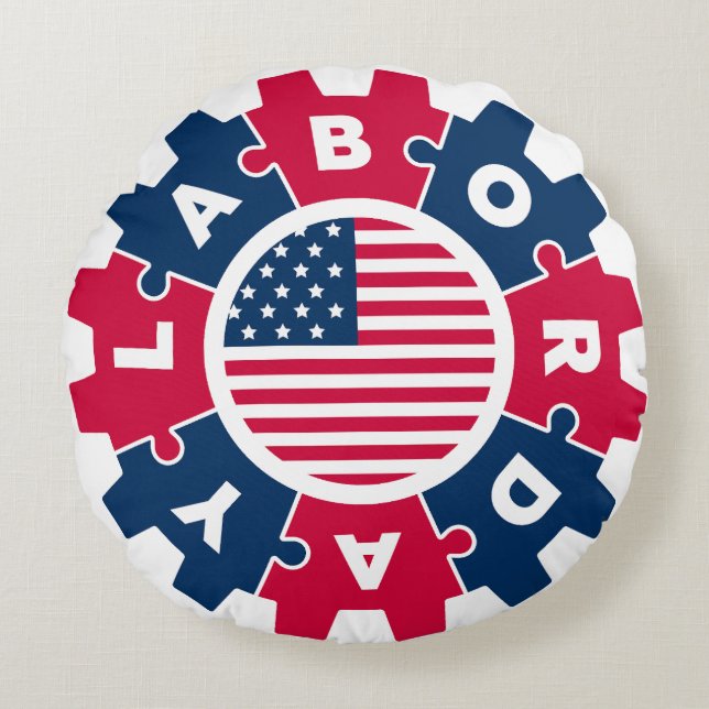 Happy Labor Day Fun 2023 Round Pillow (Front)