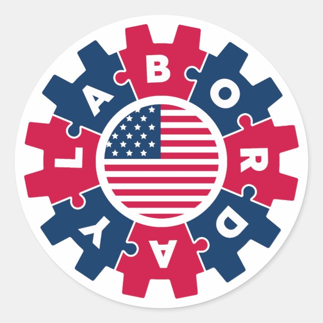 Happy Labor Day Fun Classic Round Sticker (Front)
