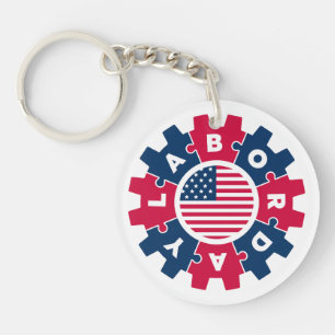 Happy Labor Day Fun Keychain