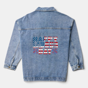 Happy Labor Day Gift American Flag Denim Jacket