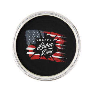 Happy Labor Day Gift American Flag Lapel Pin