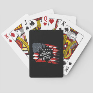 Happy Labor Day Gift American Flag Poker Cards
