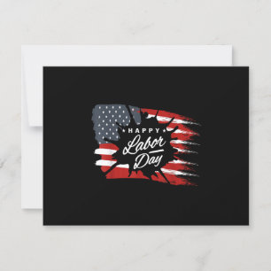 Happy Labor Day Gift American Flag RSVP Card