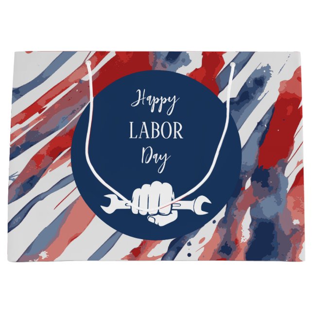 Happy Labor Day Gift Bag - Patriotic Red, White, a (Front)