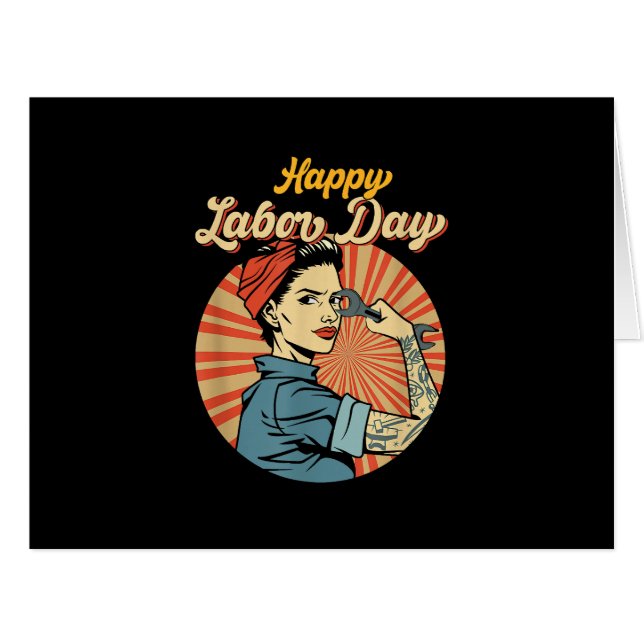 Happy Labor Day Girl Strong Worker Movement Employ (Front Horizontal)