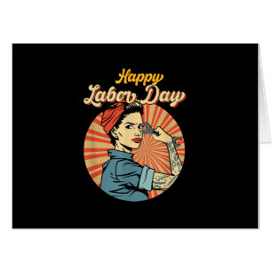 Happy Labor Day Girl Strong Worker Movement Employ Card