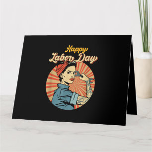 Happy Labor Day Girl Strong Worker Movement Employ Card