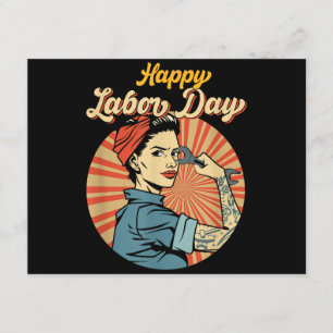 Happy Labor Day Girl Strong Worker Movement Employ Enclosure Card