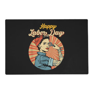 Happy Labor Day Girl Strong Worker Movement Employ Placemat