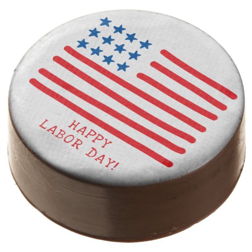 Happy Labor Day  Hand Drawn American Flag Chocolate Covered Oreo