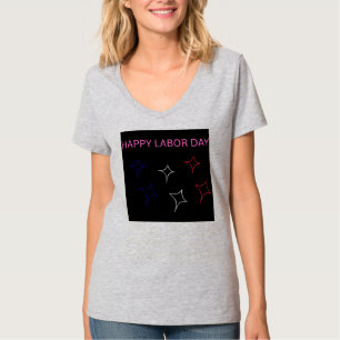 Happy Labor Day Hot Pink Patriotic Stars T-Shirt