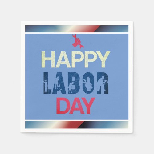 Happy Labor Day In Red White Blue Napkins