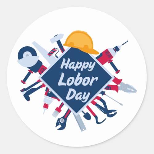 Happy Labor day Long Weekend Classic Round Sticker
