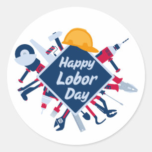 Happy Labor day Long Weekend Classic Round Sticker