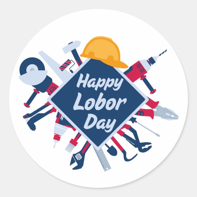 Happy Labor day Long Weekend Classic Round Sticker (Front)