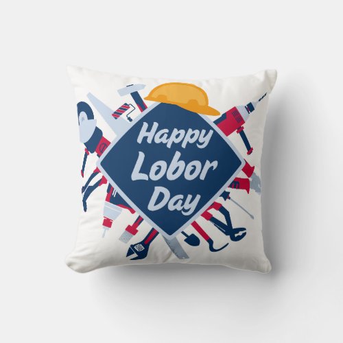 Happy Labor day Long Weekend Throw Pillow
