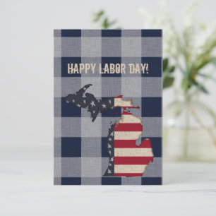 Happy Labor Day!   Michigan   Buffalo Plaid Card