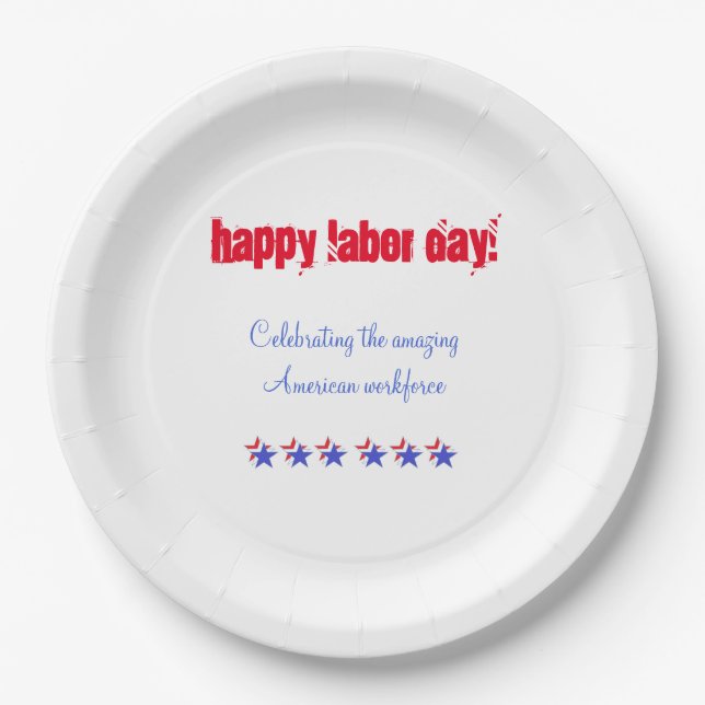 Happy Labor Day Paper Plates (Front)