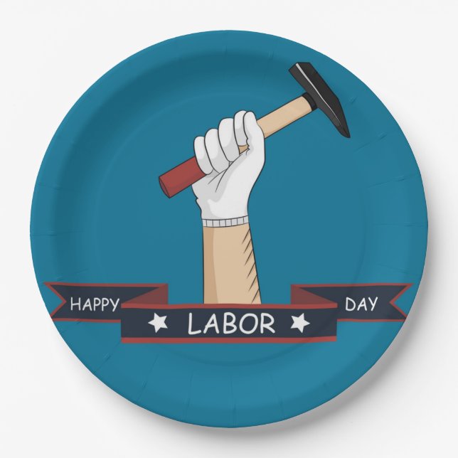 Happy Labor Day Paper Plates (Front)