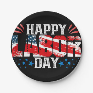 Happy Labor Day Paper Plates