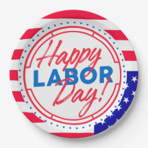 Happy Labor Day Party Paper Plates
