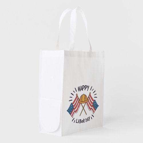 Happy Labor Day Patriotic American Flag Constructi Grocery Bag