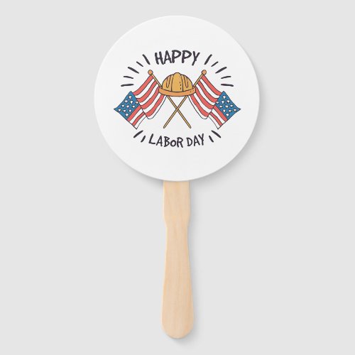 Happy Labor Day Patriotic American Flag Constructi Hand Fan