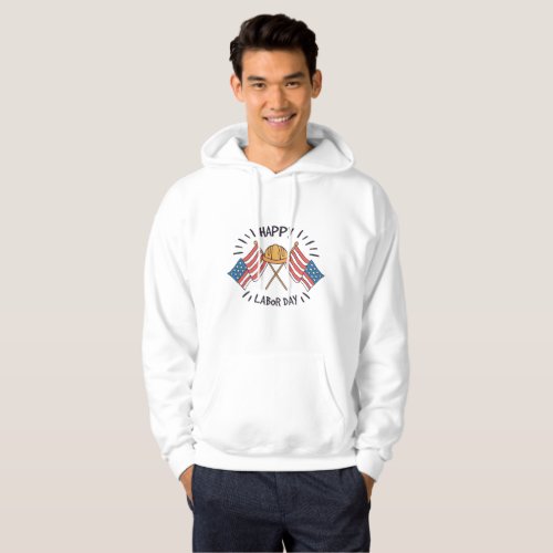 Happy Labor Day Patriotic American Flag Constructi Hoodie