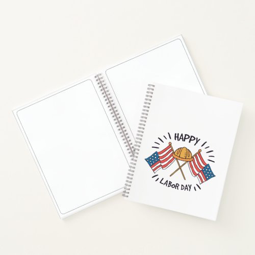 Happy Labor Day Patriotic American Flag Constructi Notebook