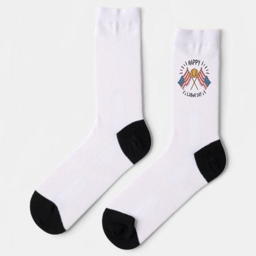 Happy Labor Day Patriotic American Flag Constructi Socks