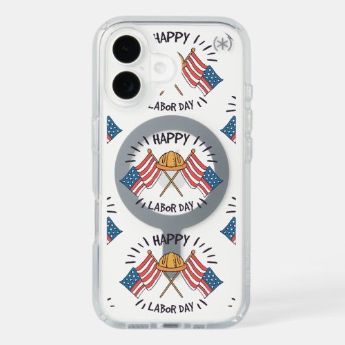 Happy Labor Day Patriotic American Flag Constructi iPhone 16 Case