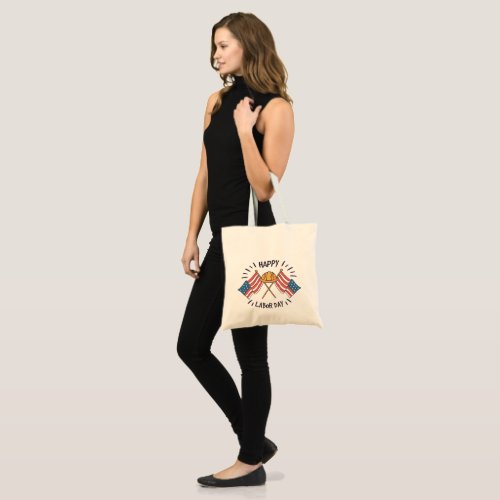 Happy Labor Day Patriotic American Flag Constructi Tote Bag