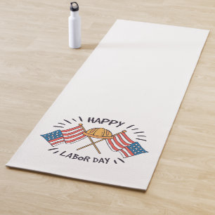 Happy Labor Day Patriotic American Flag Constructi Yoga Mat