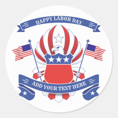 Happy Labor Day Patriotic Eagle Classic Round Sticker