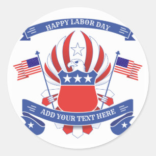 Happy Labor Day Patriotic Eagle Classic Round Sticker