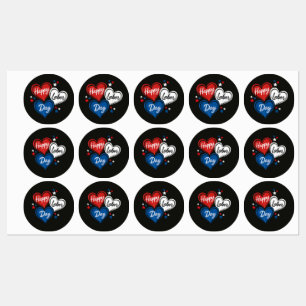 Happy Labor Day Patriotic Hearts Red White Blue Labels