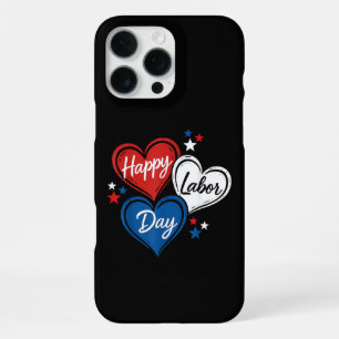Happy Labor Day Patriotic Hearts Red White Blue Me iPhone 16 Pro Max Case
