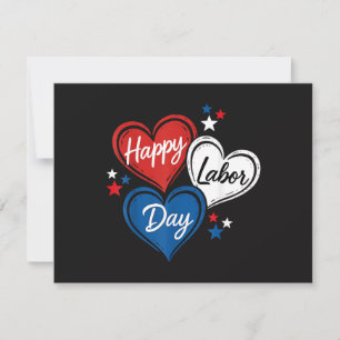 Happy Labor Day Patriotic Hearts Red White Blue Me Save The Date