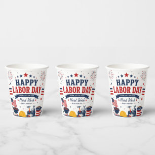 Happy Labor Day Patriotic Paper Cups for BBQ,