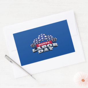 Happy Labor Day Patriotic Stars  Rectangular Sticker