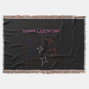Happy Labor Day Patriotic Stars Throw Blanket