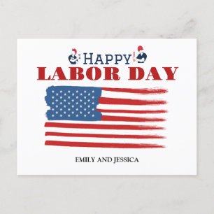 Happy Labor Day patriotic USA flag Postcard