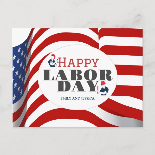 Happy Labor Day patriotic USA flag Postcard (Front)