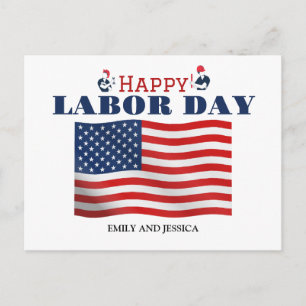 Happy Labor Day patriotic USA flag Postcard