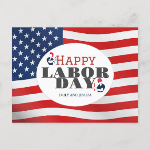 Happy Labor Day patriotic USA flag Postcard