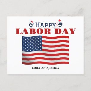 Happy Labor Day patriotic USA flag Postcard